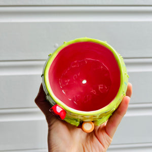 Flowery cactus pot with mug friend