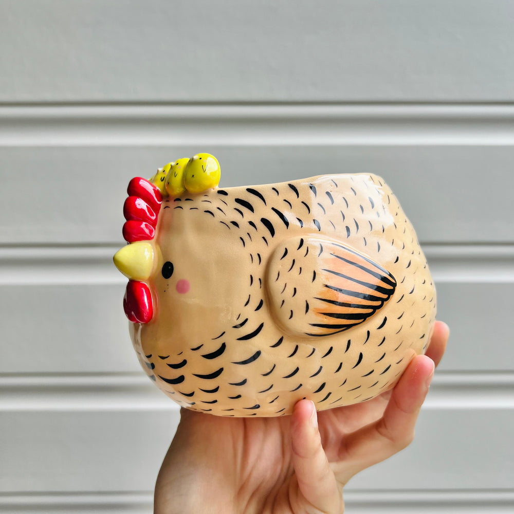 LARGE orange chick crown chicken pot, photo 3 of 8