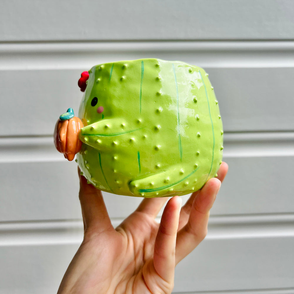 Halloween cactus pot with pumpkin friend, photo 3 of 6