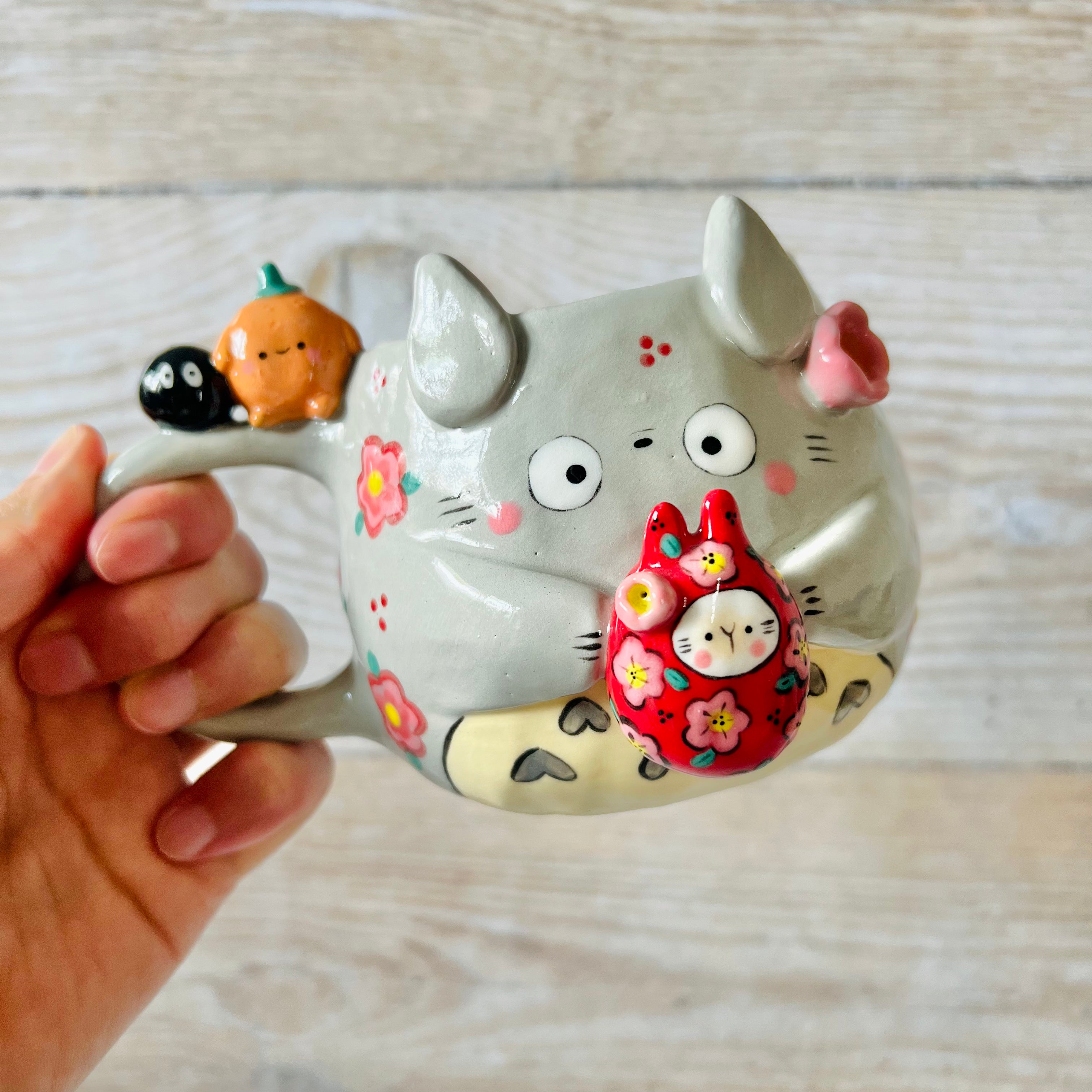 LNY TOTORO MUG with Bunny Daruma and mandarin friends