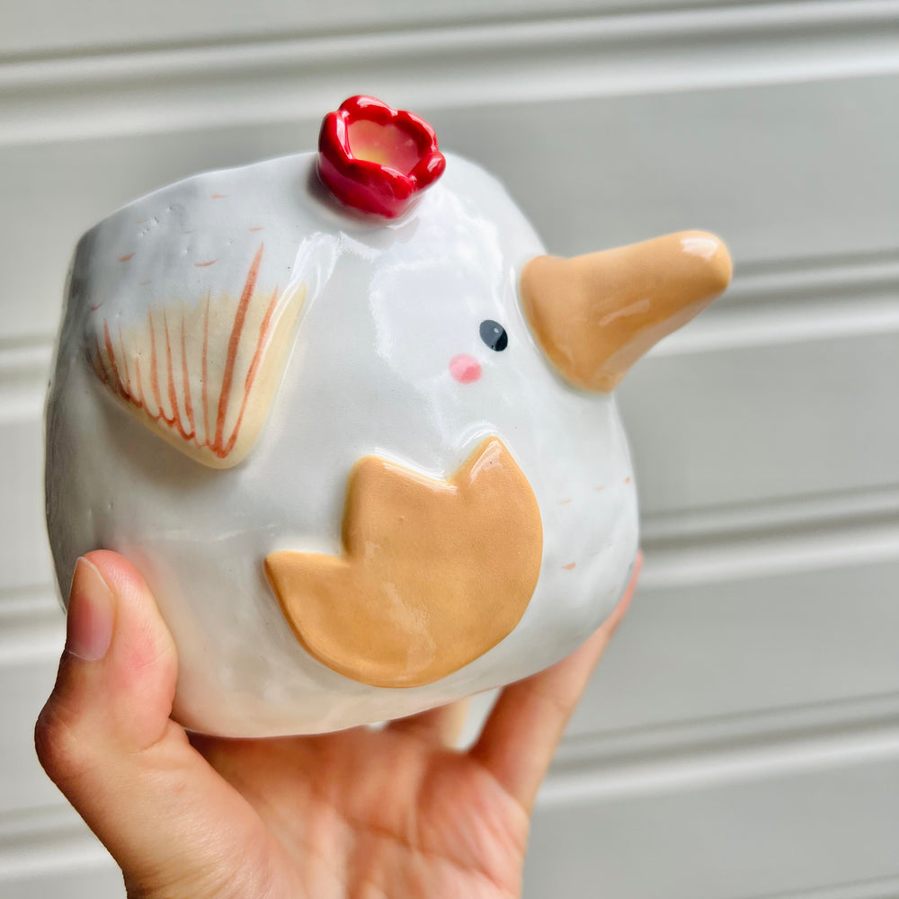 Flowery duck pot with duck friend, photo 2 of 7