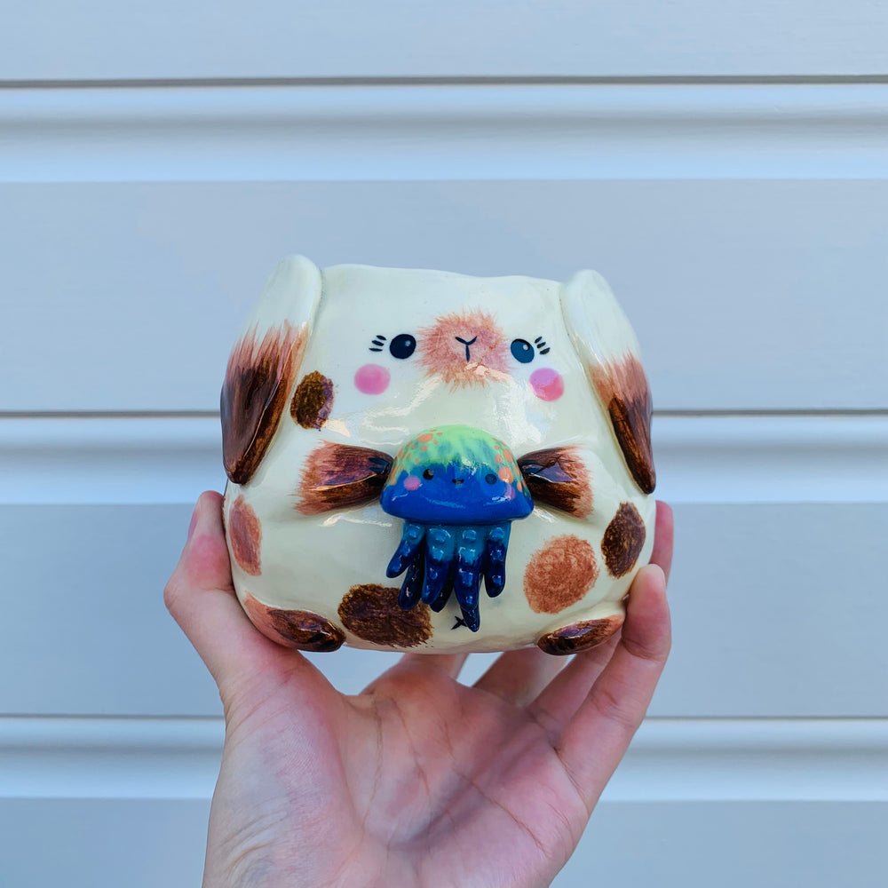 Big bunny with jellyfish friend planter, photo 2 of 9