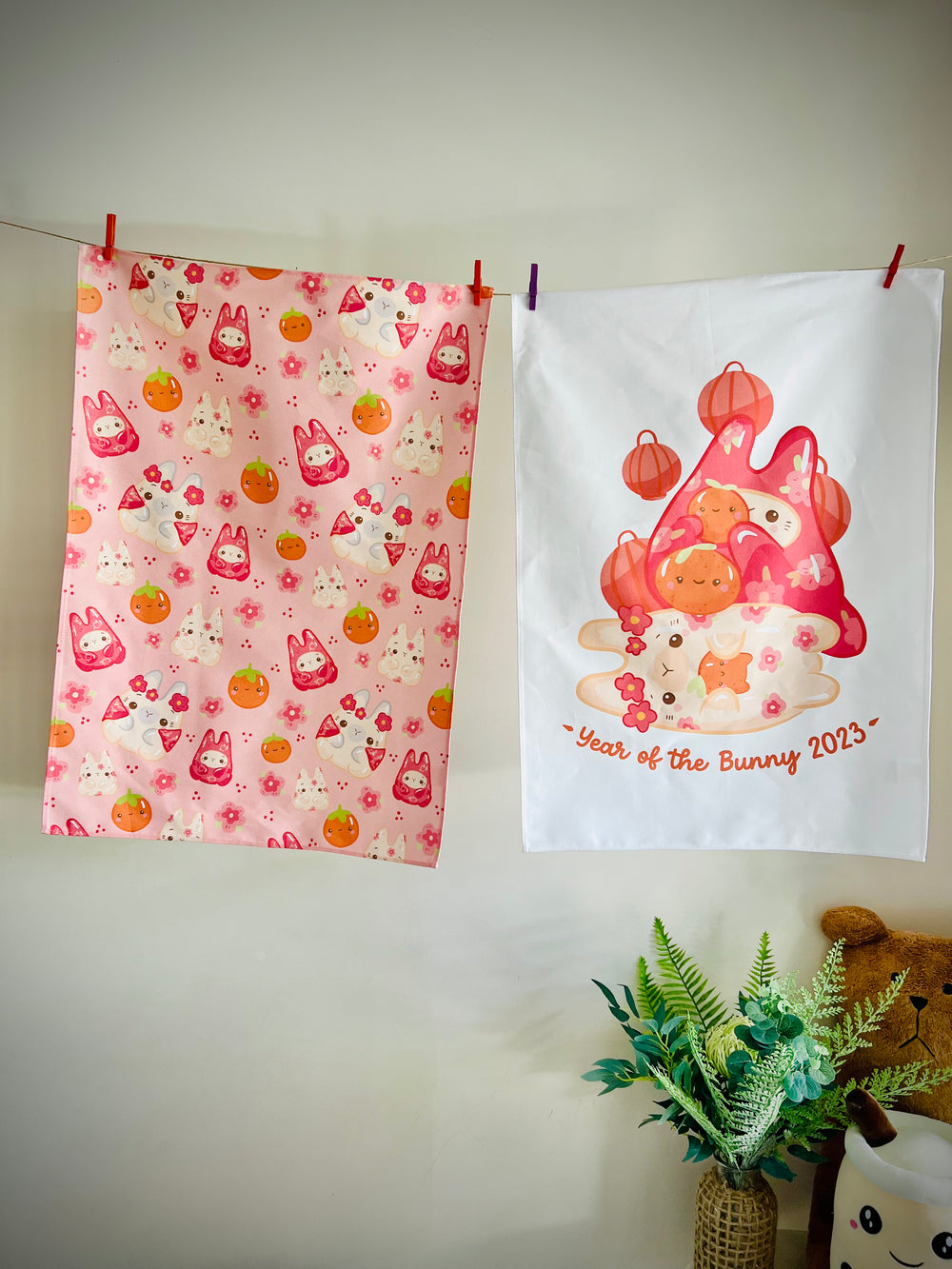 2 PACK LNY Year of the Bunny 2023 Tea Towels - limited edition, photo 1 of 10