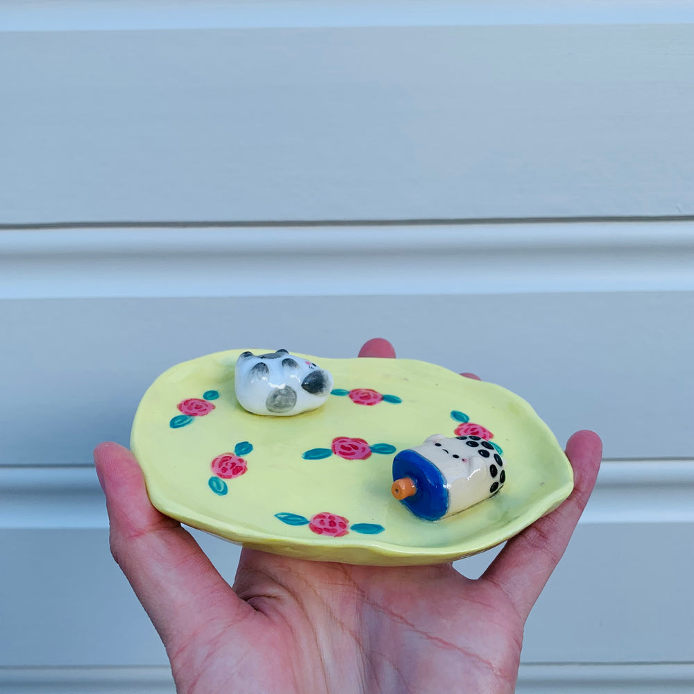 Bubble tea and bunny flowery trinket dish, photo 6 of 8