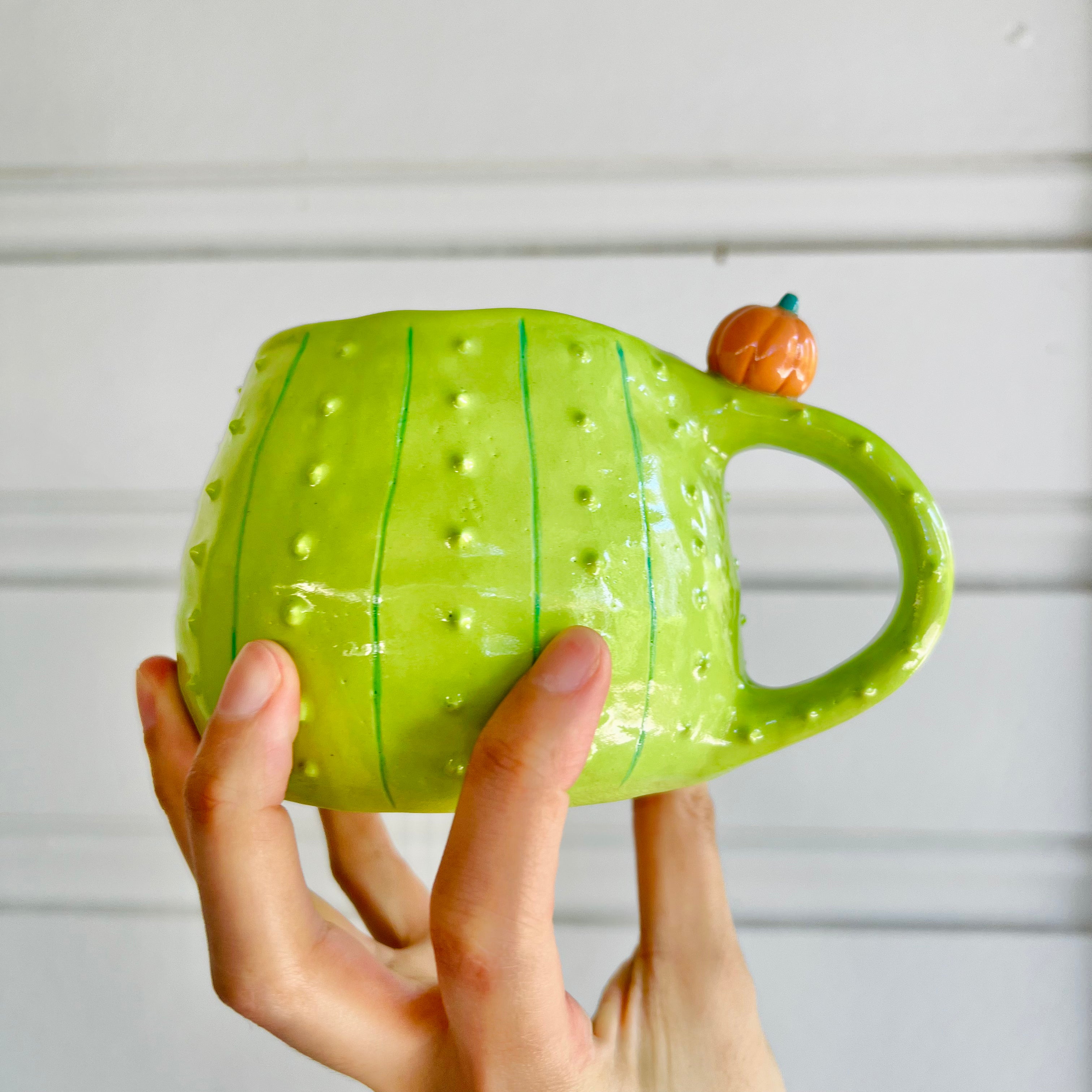 Halloween cactus mug with black cat friend