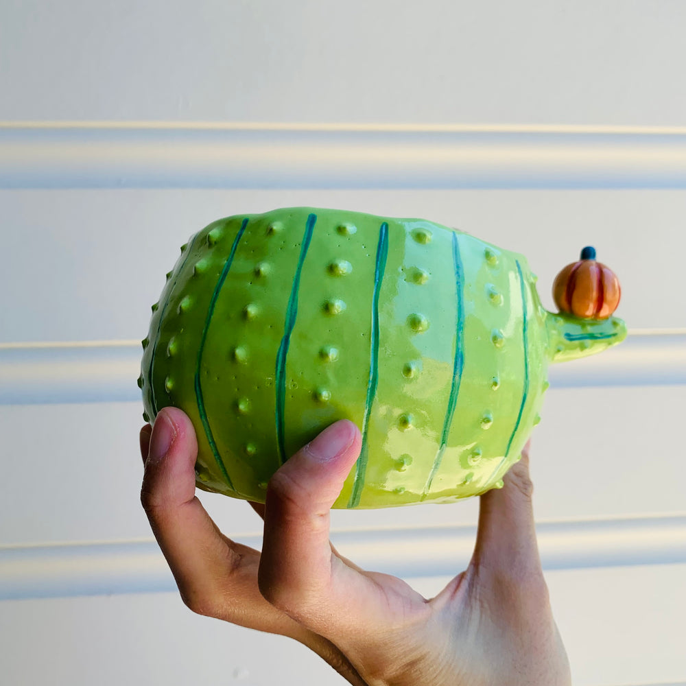 Pumpkin cactus pot with black cat friends, photo 4 of 7