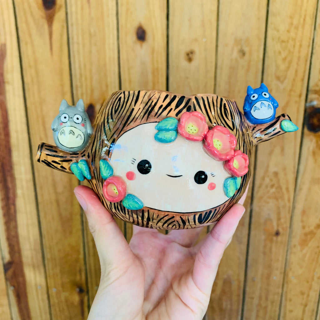 Happy tree pot with Totoro friends