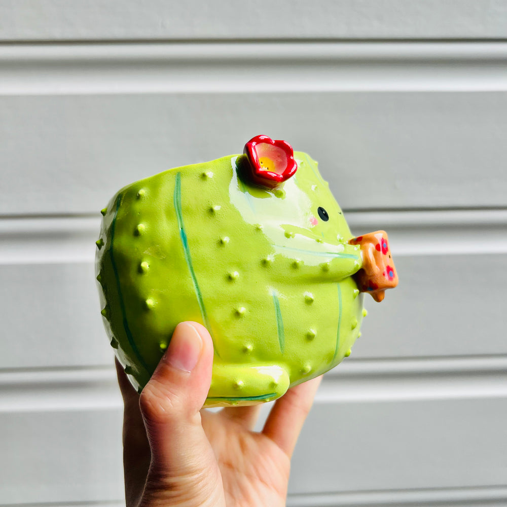 Flowery cactus pot with mug friend, photo 2 of 5