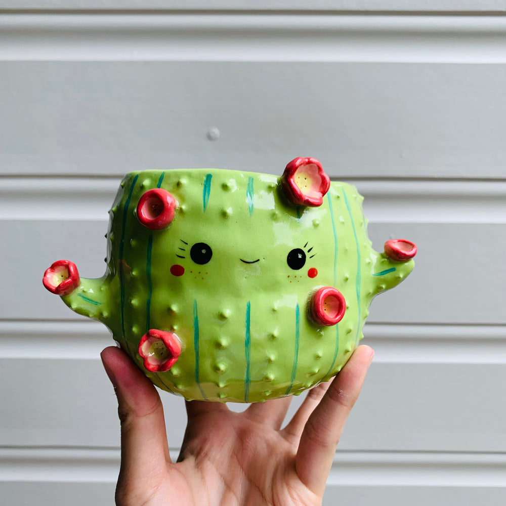 Flowery cactus pot, photo 1 of 8