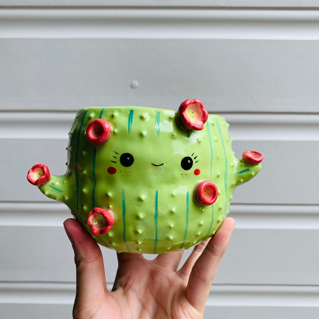 Flowery cactus pot