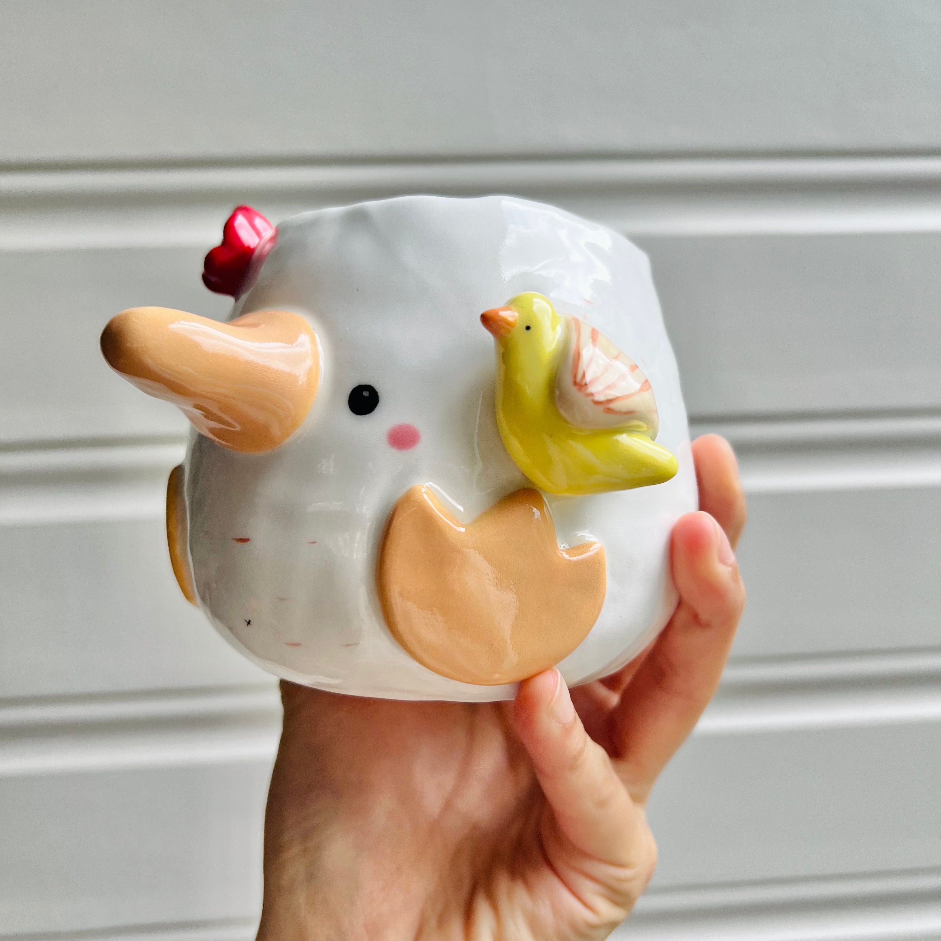 Flowery duck pot with duck friend