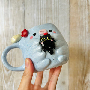 TARDIGRADE mug with black cat friend