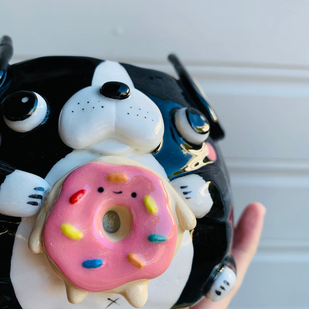 Boston terrier pot with donut friend, photo 3 of 9