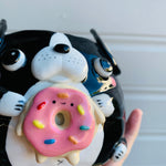 Boston terrier pot with donut friend