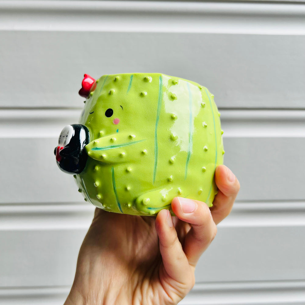 Flowery cactus pot with heart No face friend, photo 3 of 6