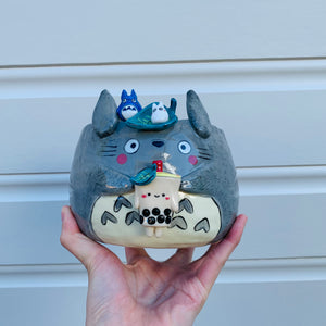 TOTORO and friends with bubble tea planter