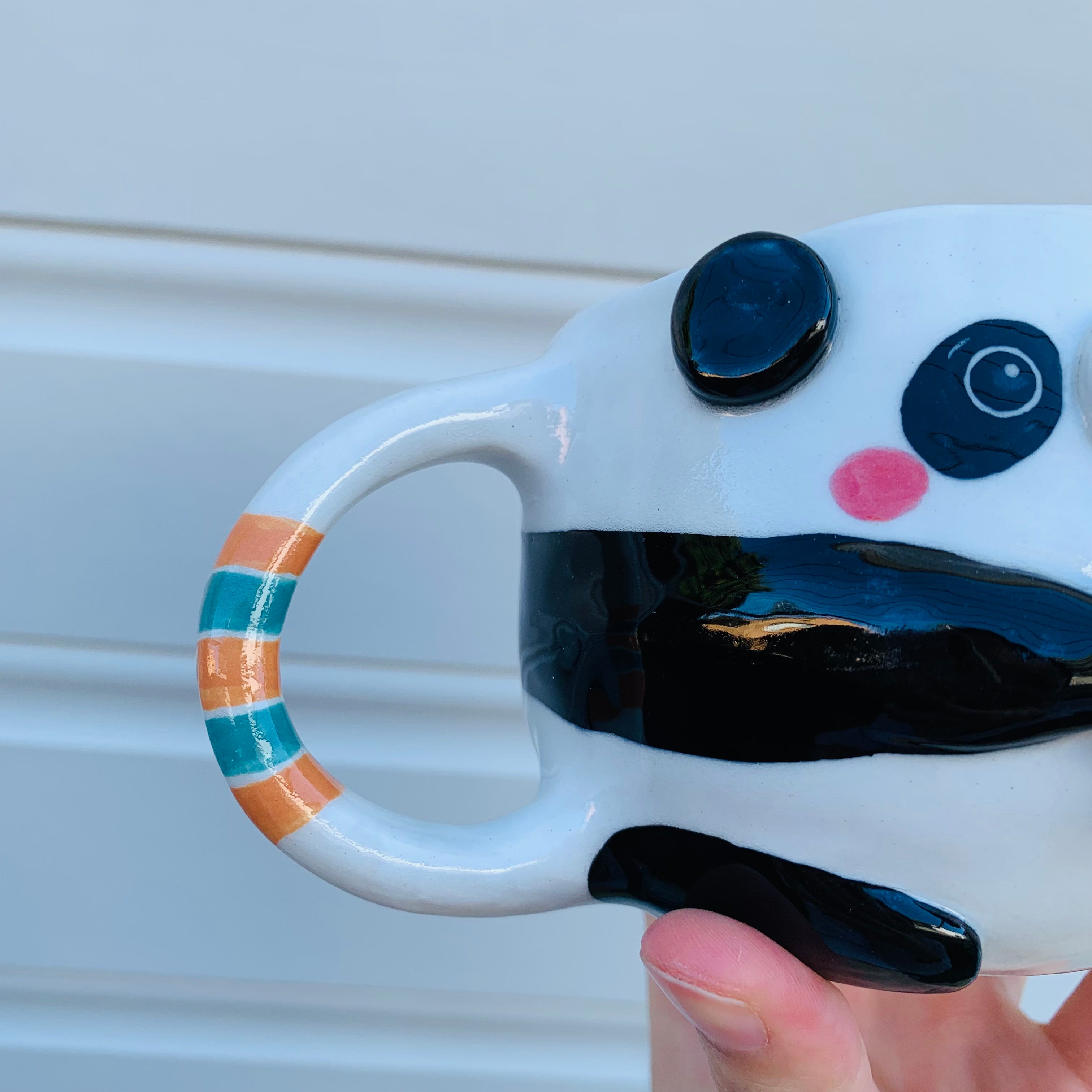 Panda with bubble tea mug