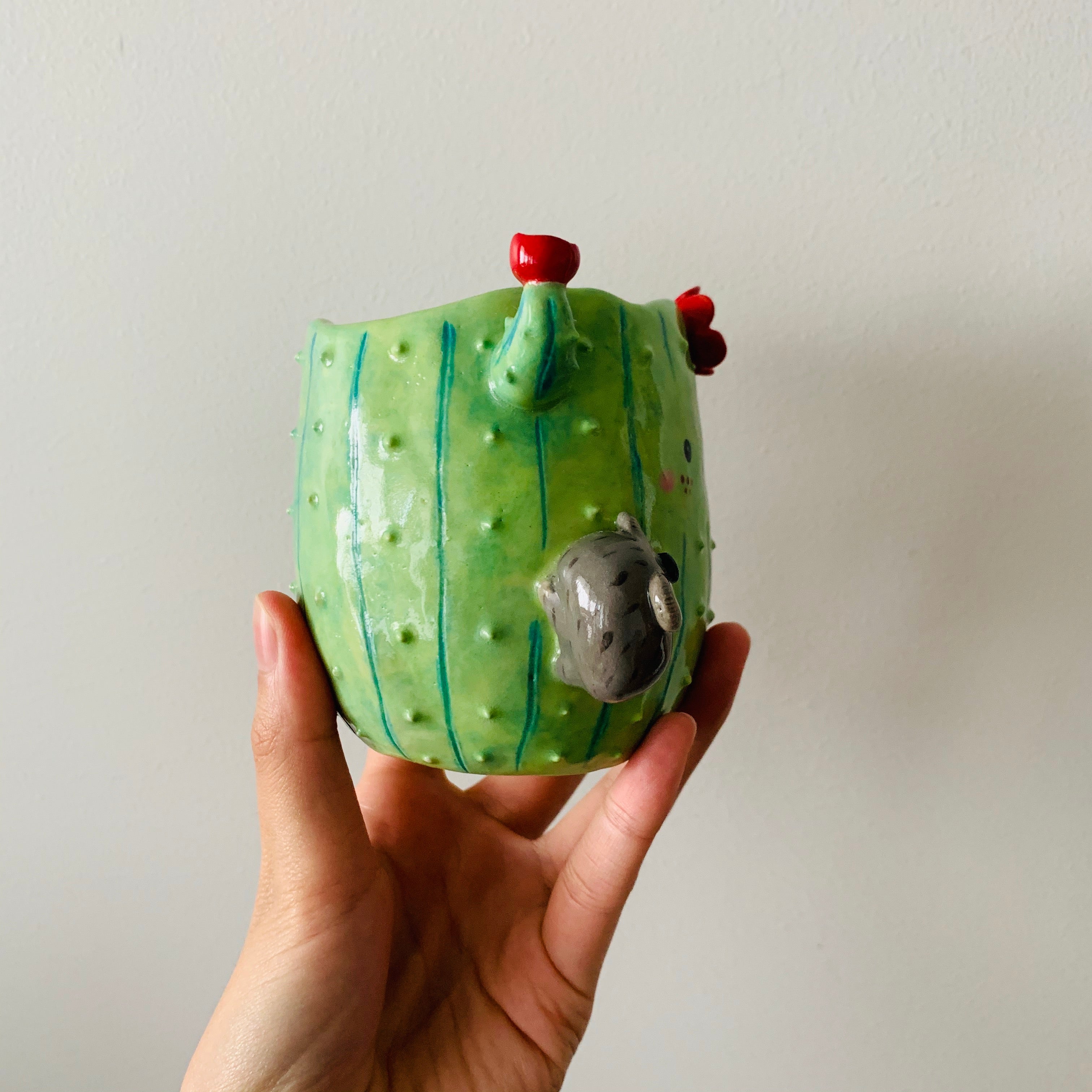 Flowery cactus pot with koala friend