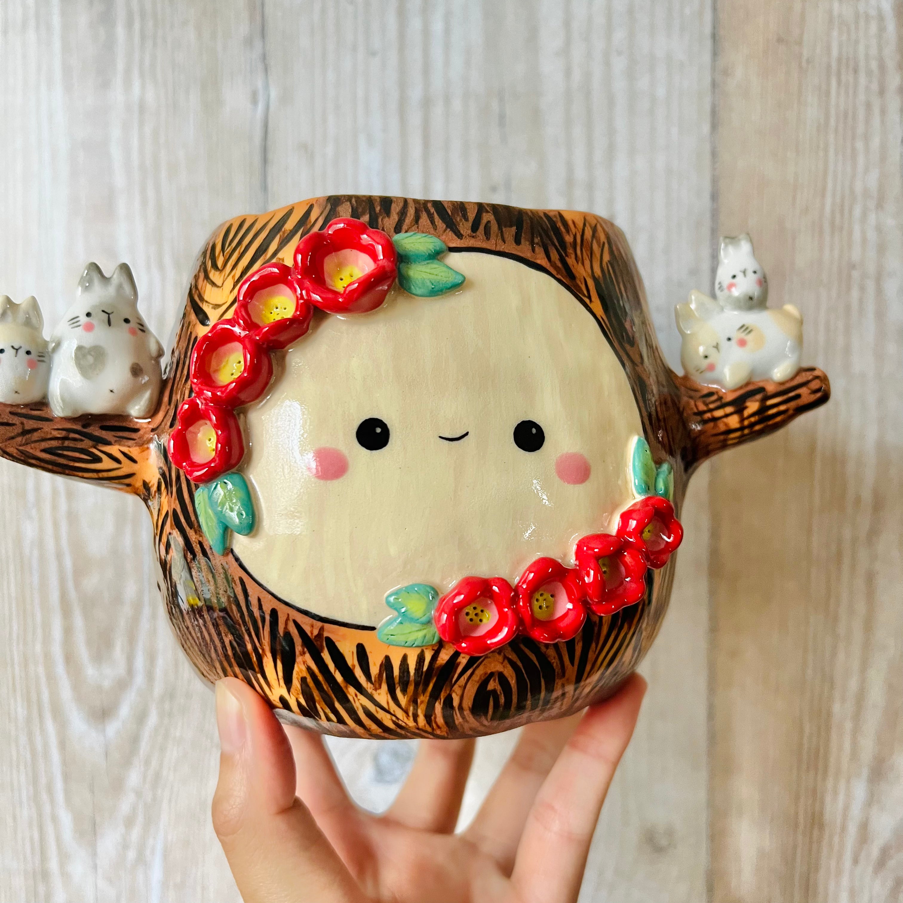 HAPPY TREE POT with Bunny friends