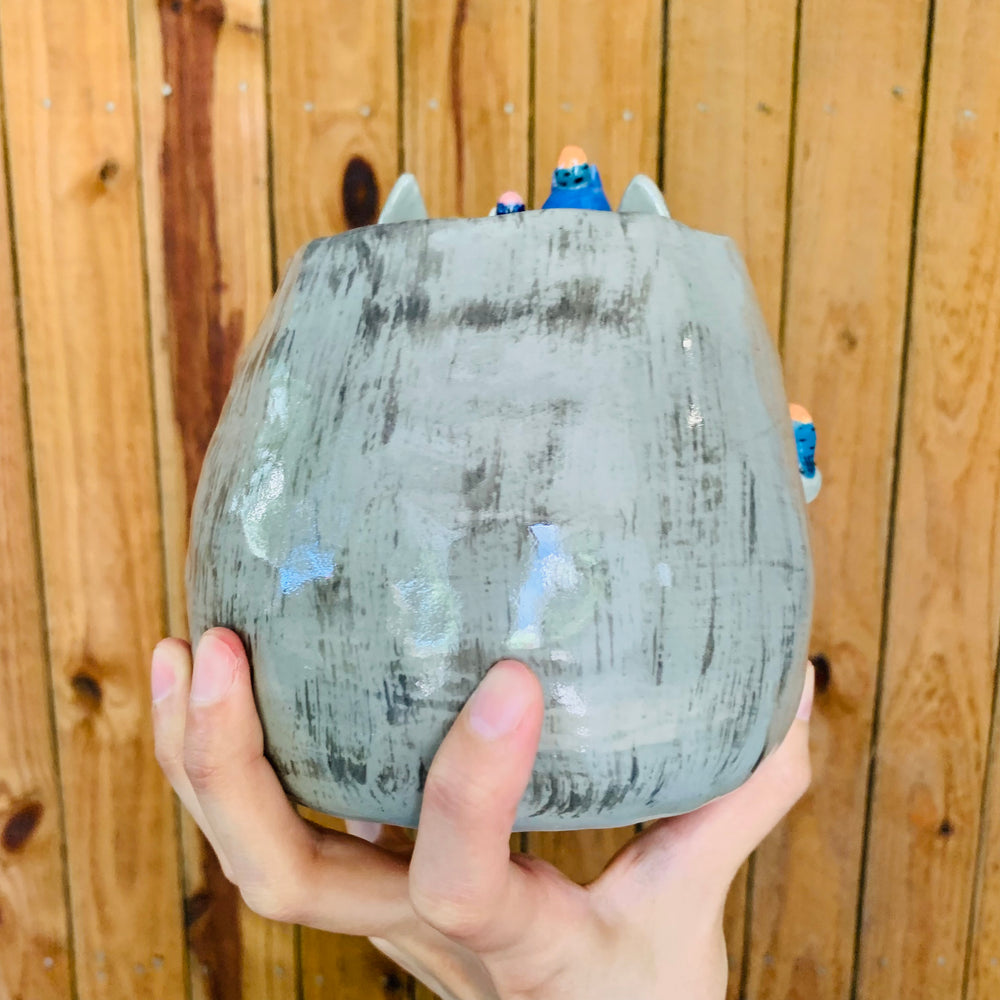 Totoro pot with Chibi Totoro and bird friends, photo 4 of 11