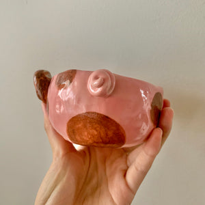 Spotty pig snack bowl with sloth friend