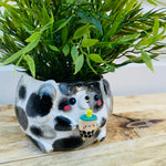 Spotty doggo with bubble tea friend planter