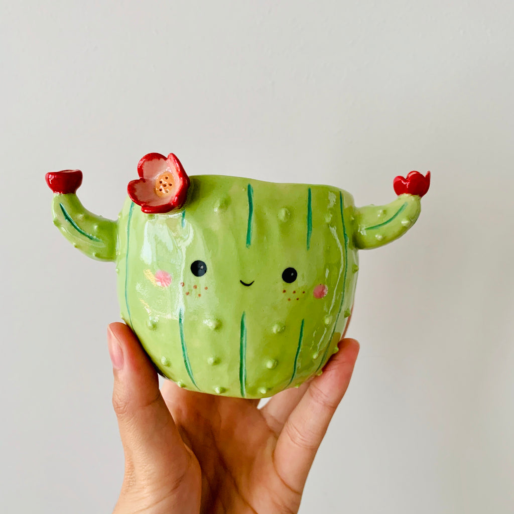 Flowery cactus pot