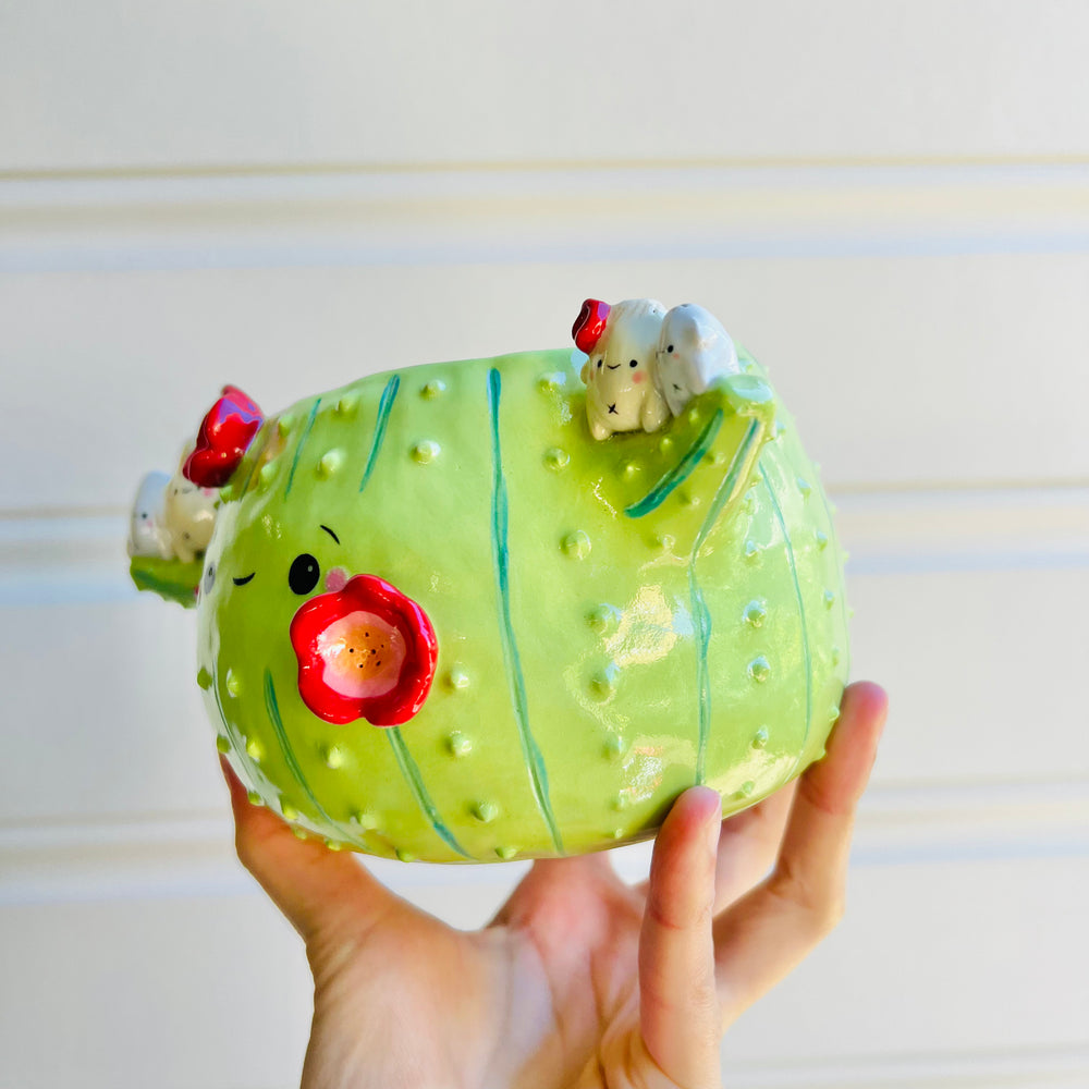 Flowery cactus pot with dumpling friends, photo 3 of 5