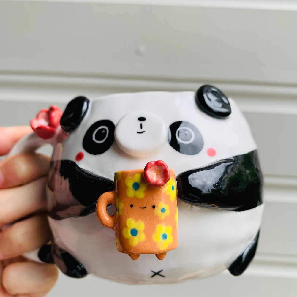 PANDA coffee pun mug with mug friend, photo 9 of 11