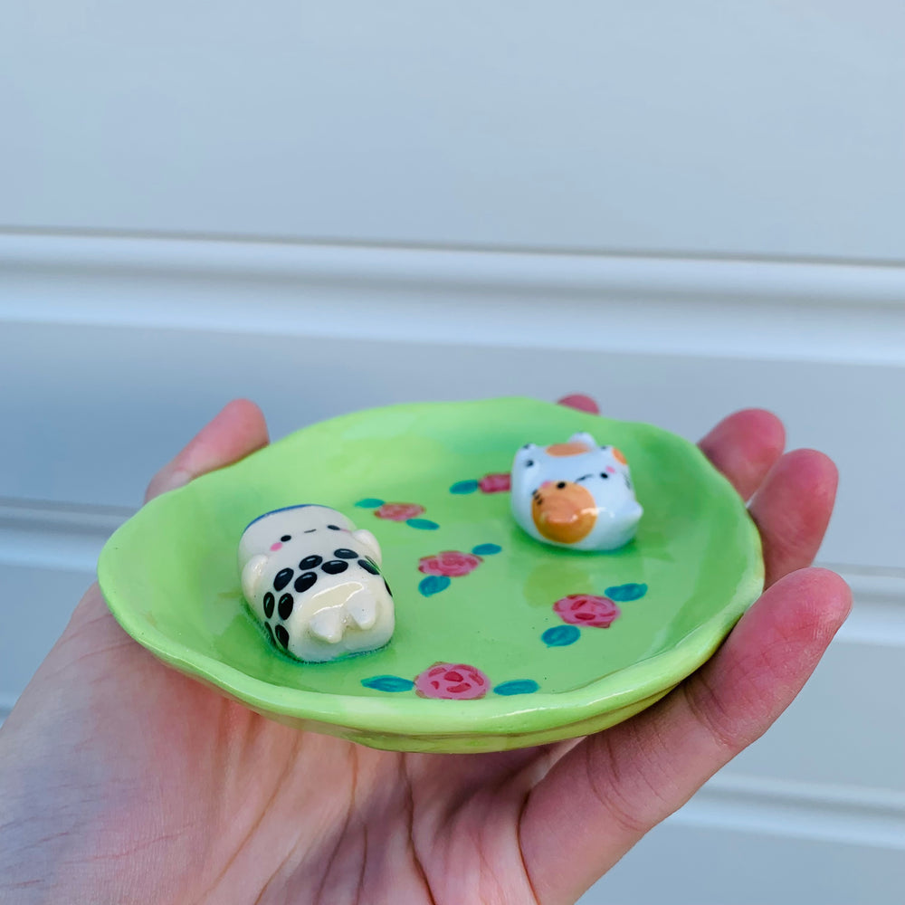 Bubble tea and cat friend flowery trinket dish, photo 4 of 6