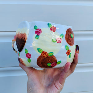 Flowery bunny with bubble tea planter