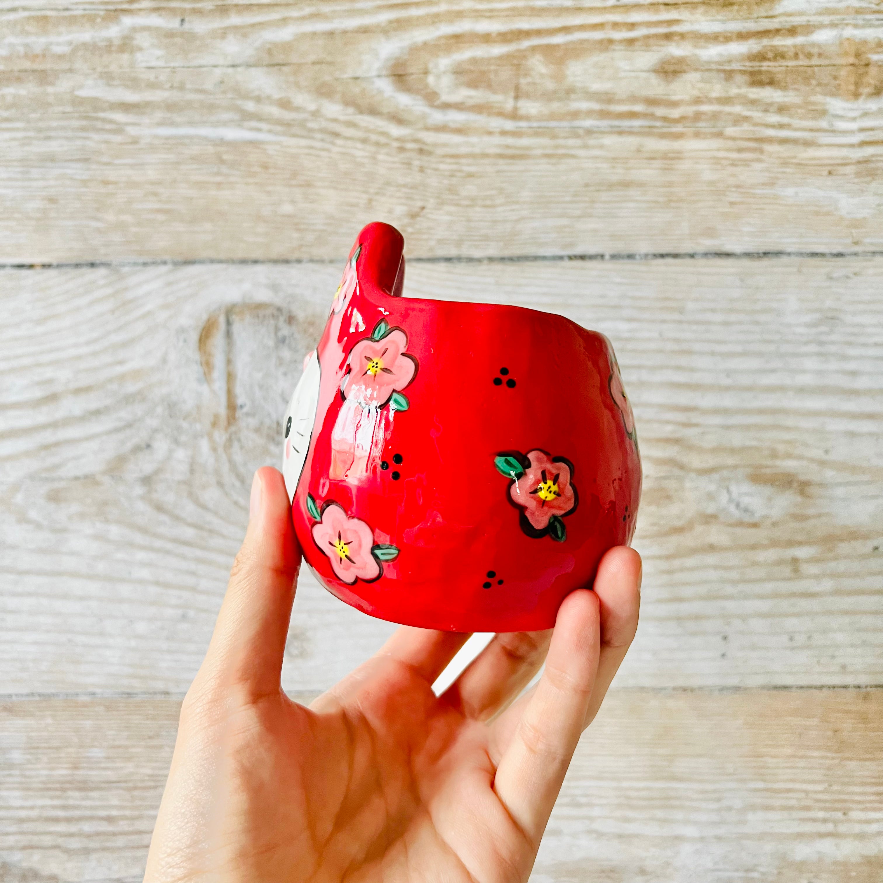 LNY Flowery Daruma Bunny pot