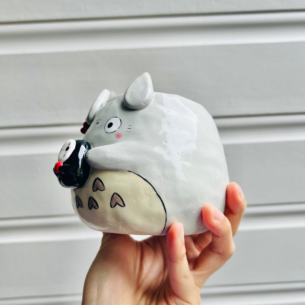 Totoro pot with No face friend, photo 3 of 5