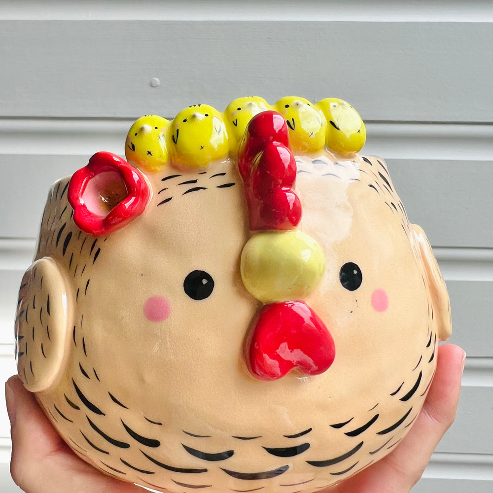 LARGE orange chick crown chicken pot, photo 7 of 8