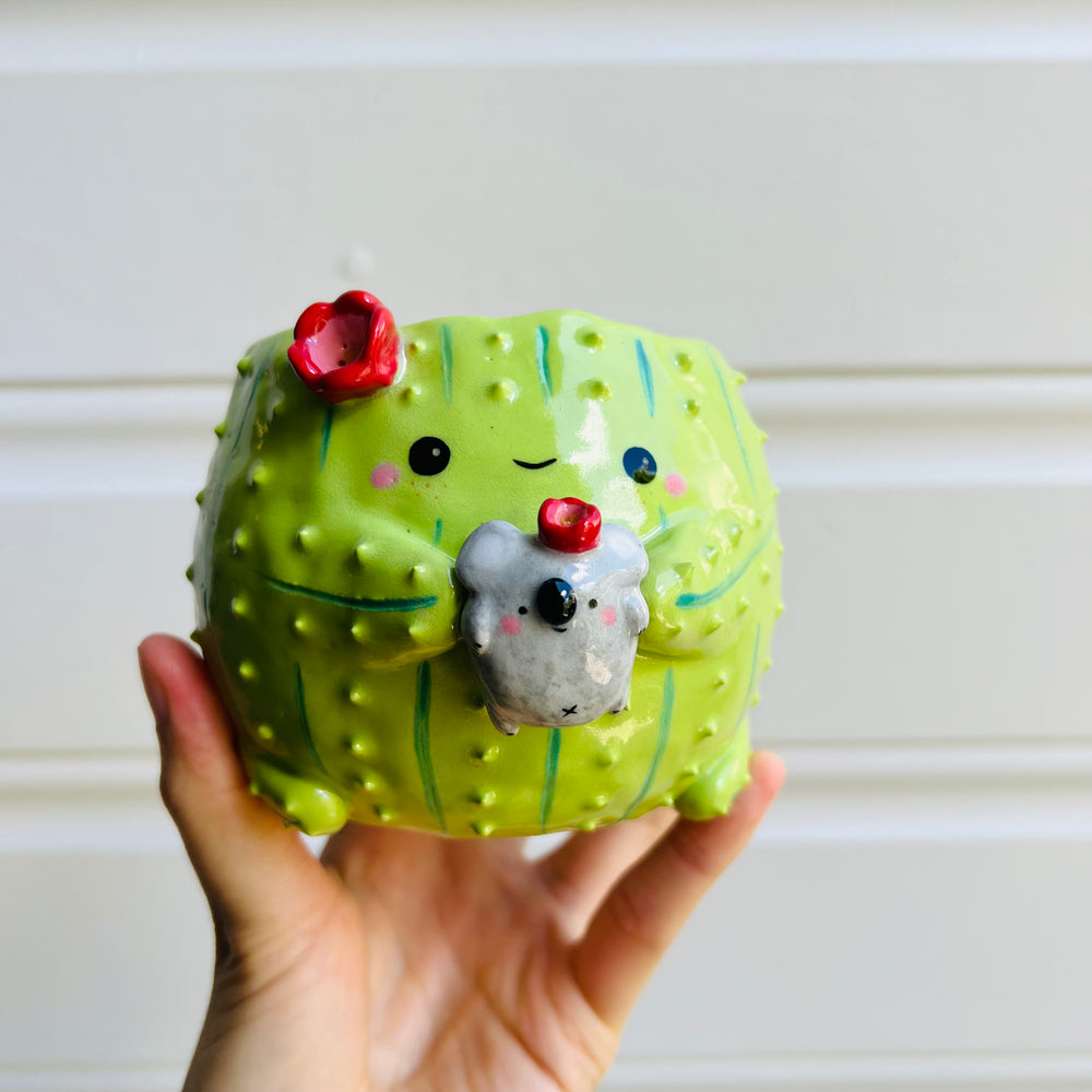 Flowery Cactus Pot with koala friend, photo 1 of 5