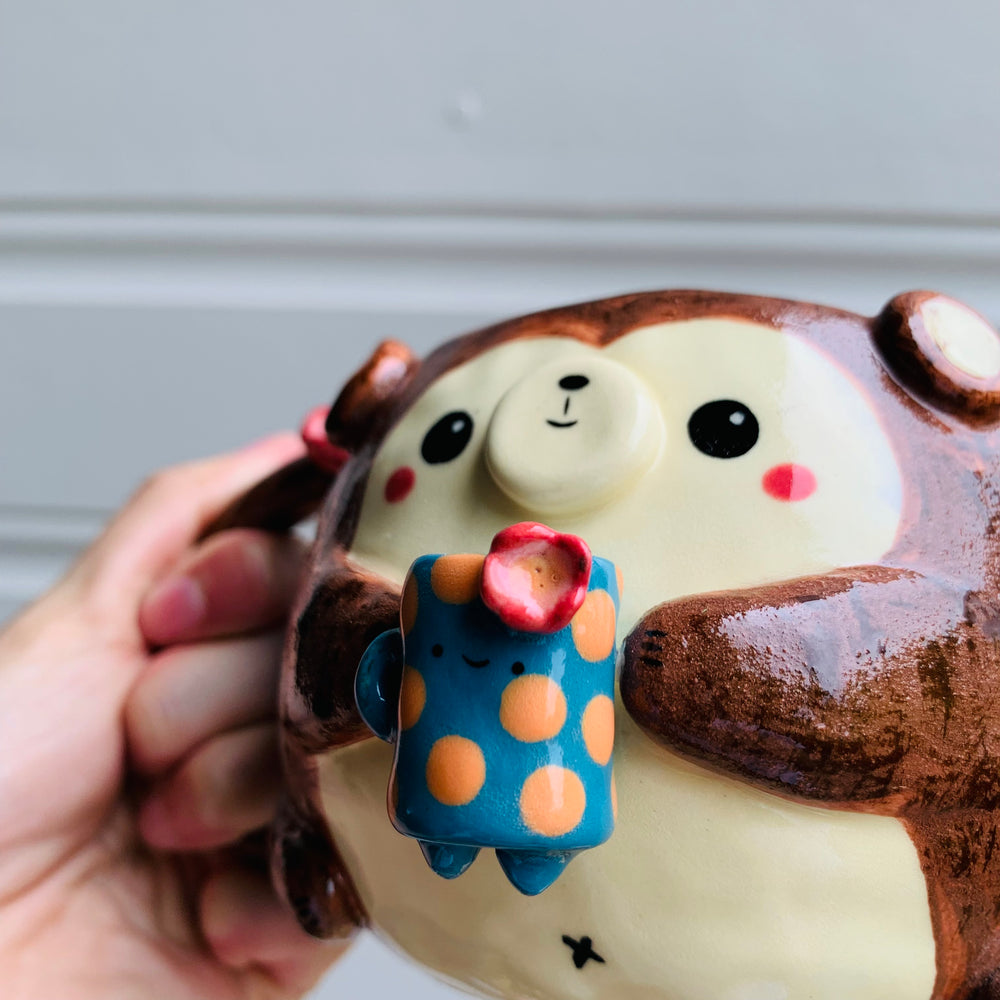 MONKEY coffee pun mug with mug friend, photo 7 of 12