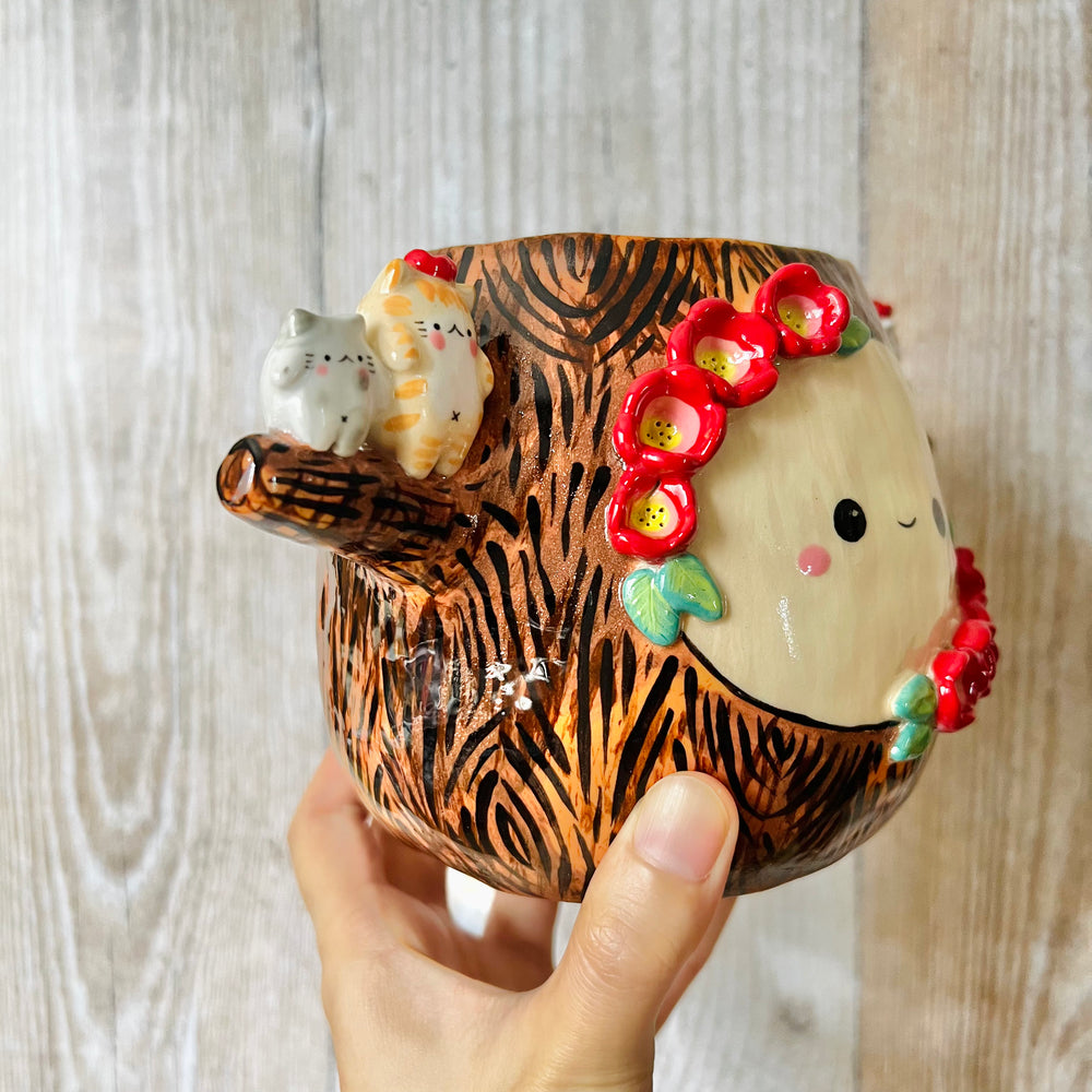 HAPPY TREE POT with cat friends, photo 2 of 8