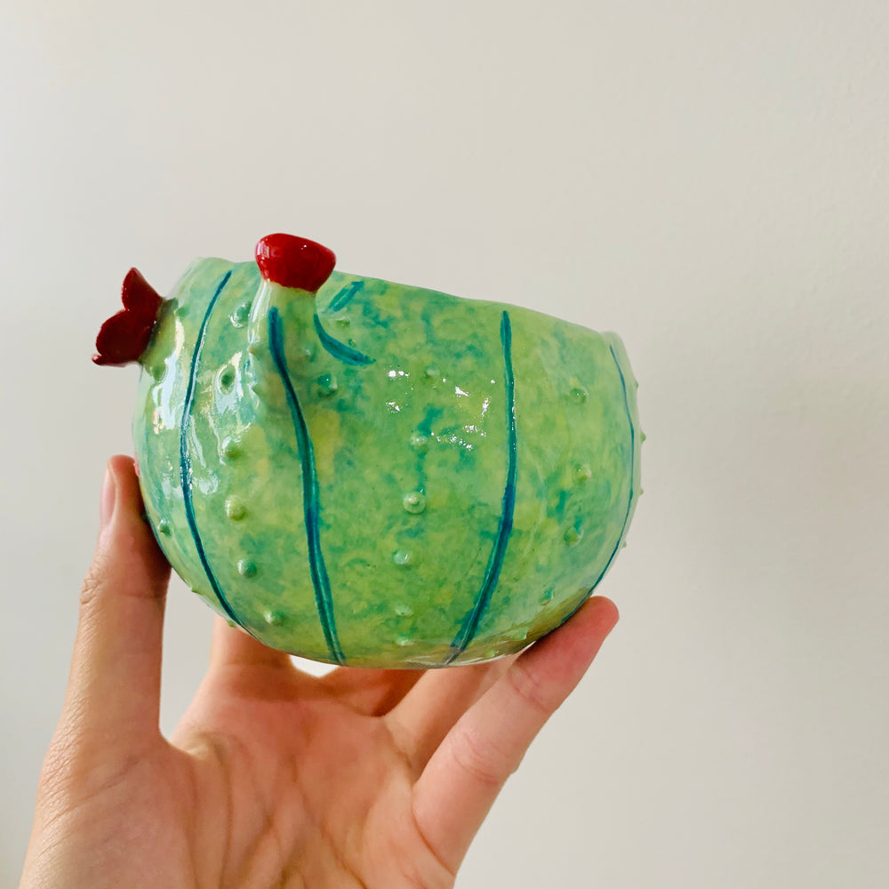 Flowery cactus mug with lady bug friend - approx. 250ml, photo 2 of 6