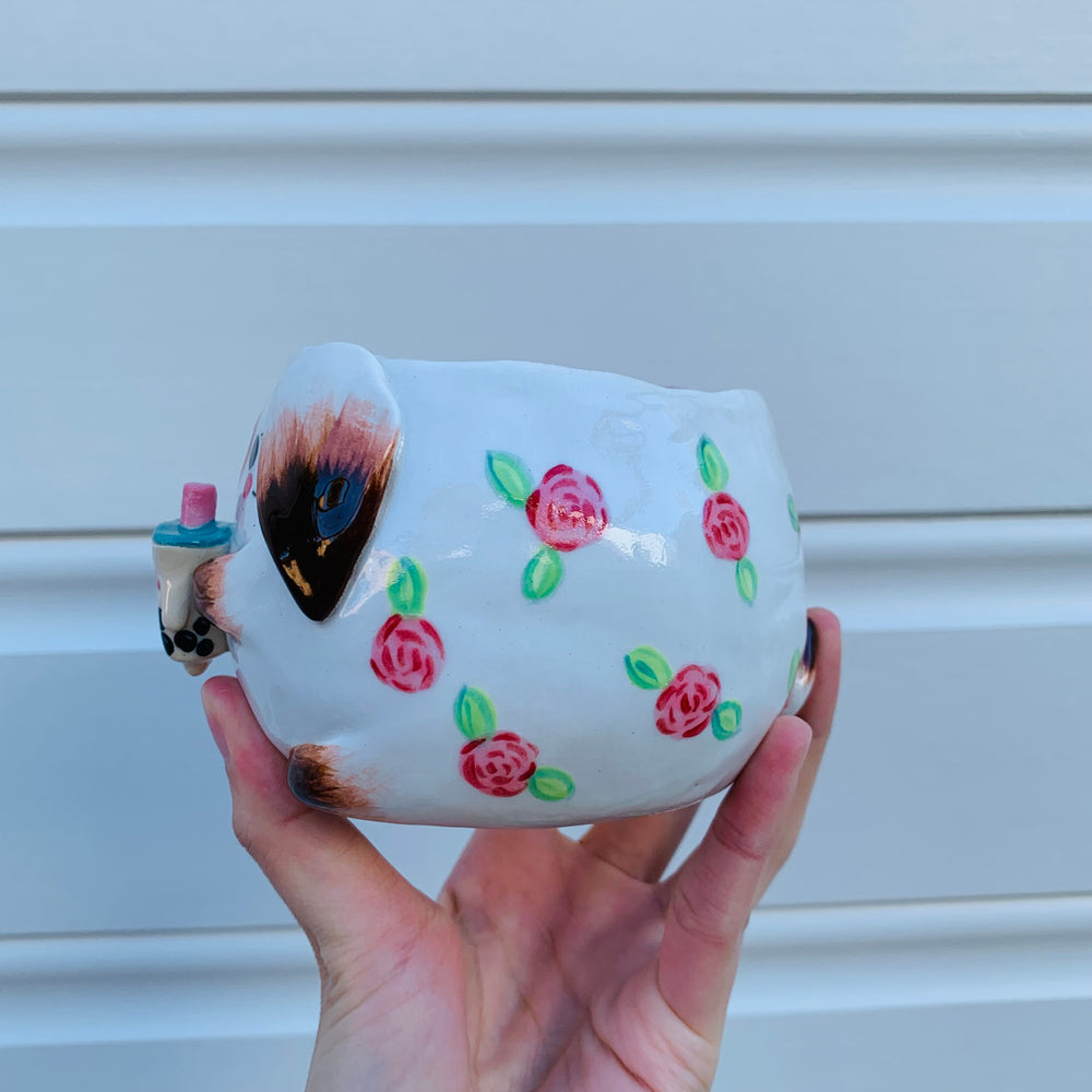 Flowery bunny with bubble tea mug, photo 3 of 9