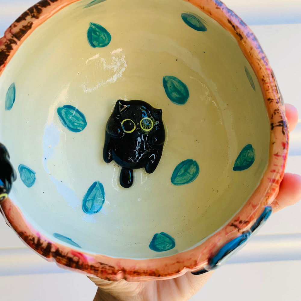 Pumpkin  bowl with black kitty friends, photo 3 of 8