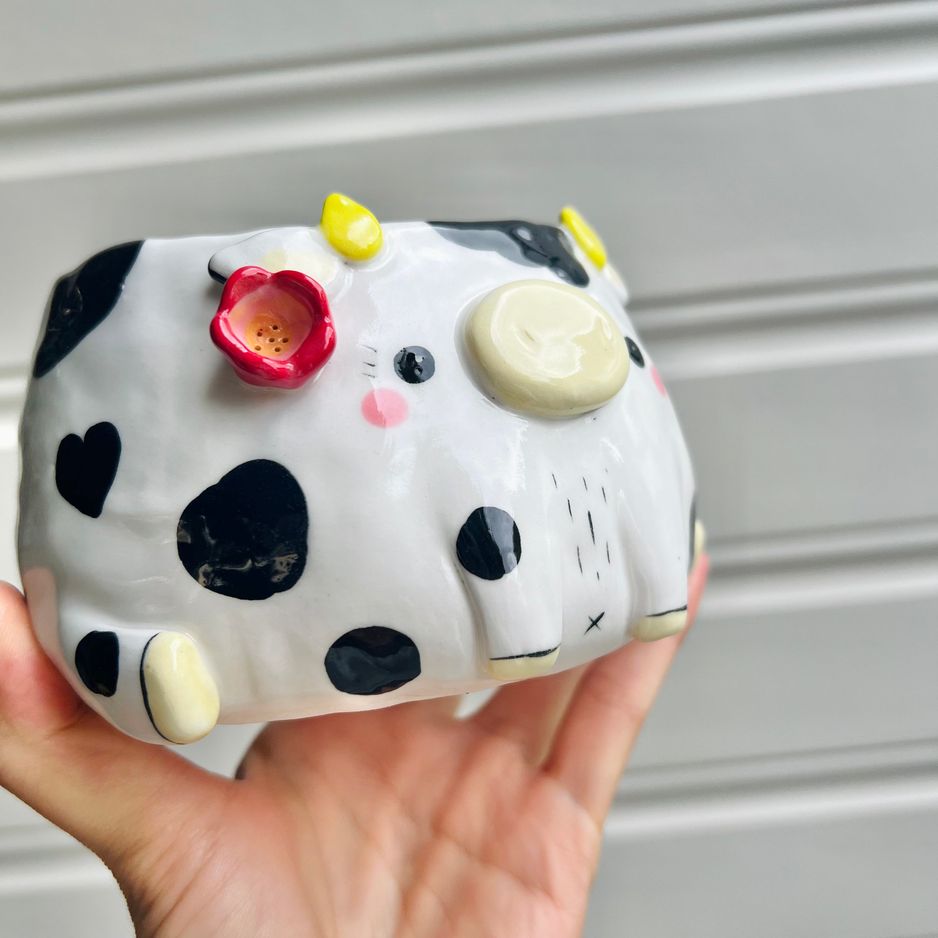 Flowery cow pot