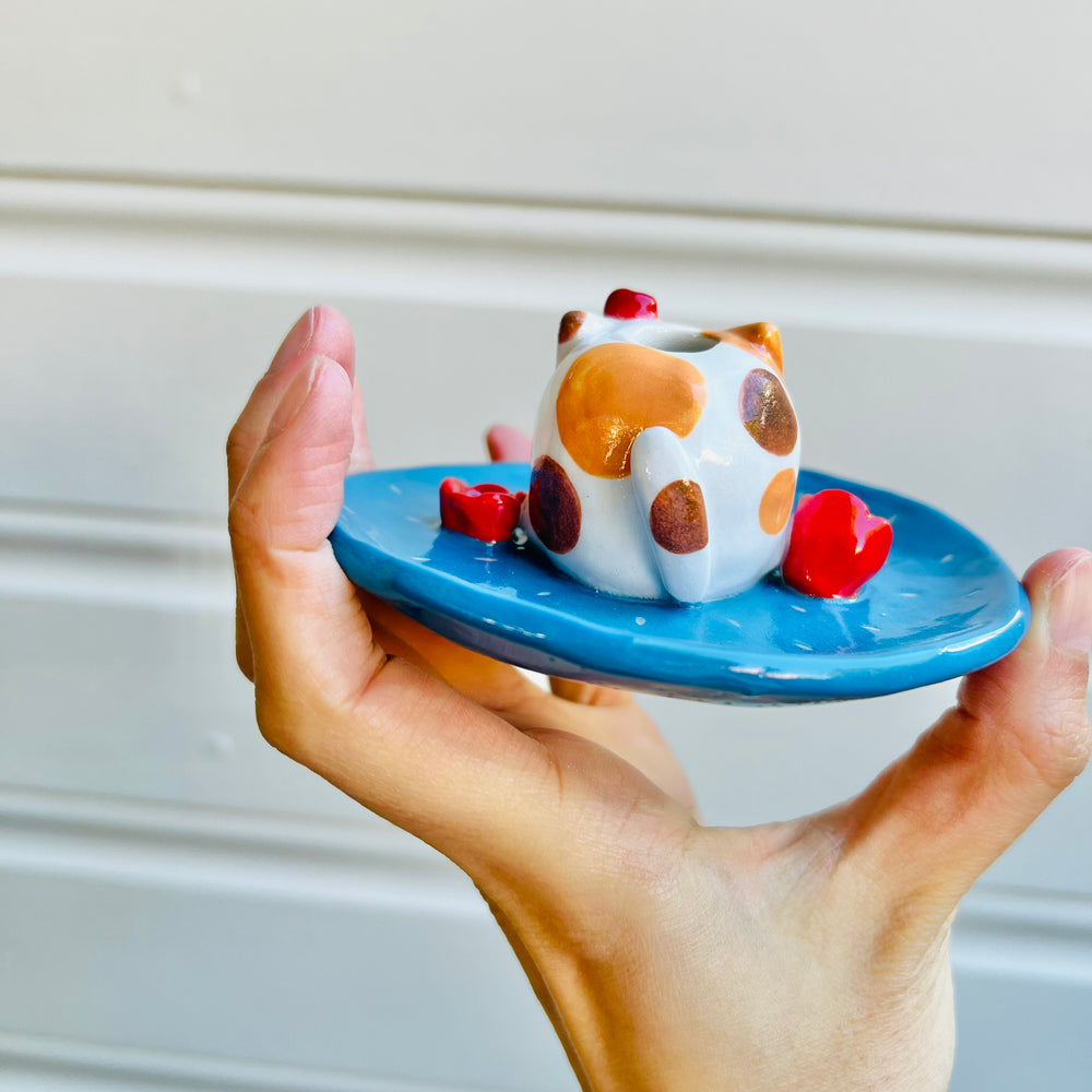 2 in 1 SPOTTY KITTY vase trinket dish, photo 3 of 4
