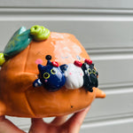 LARGE Halloween pumpkin pot with Halloween friends