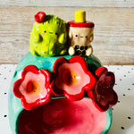 Flowery cactus bubble tea candle holder