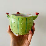 Flowery cactus pot with sloth friend