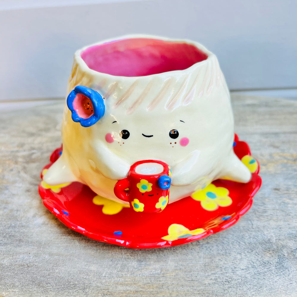 Dumpling POT with coffee mug friend & matching dish, photo 2 of 4