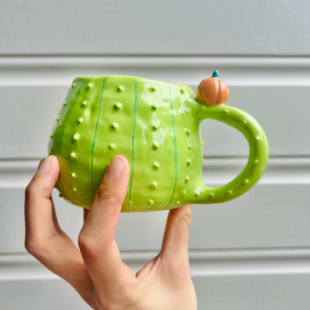 Halloween cactus mug with ghost friend, photo 4 of 6