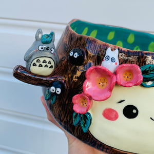 Happy flowery tree with Totoro with friends planter