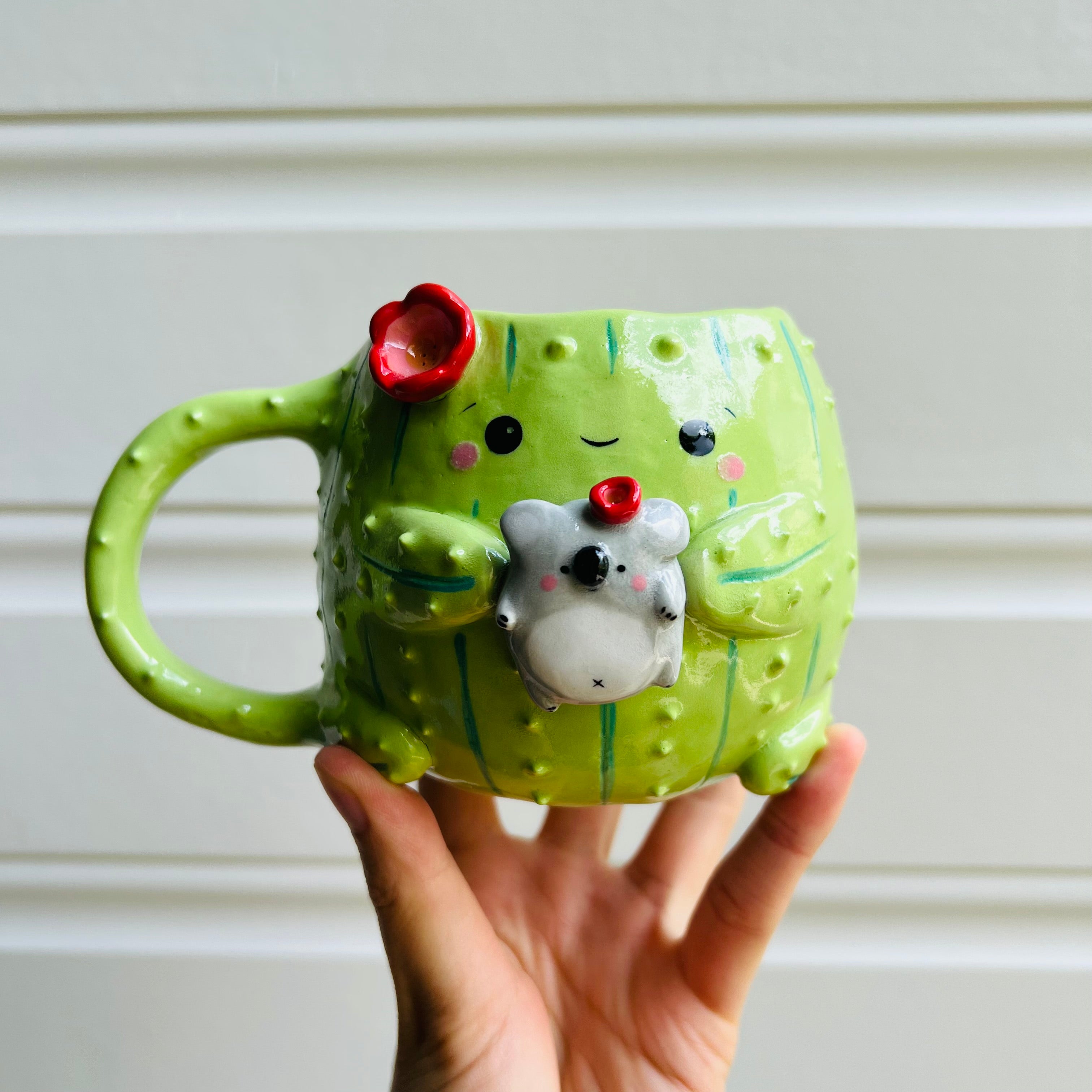 Flowery Cactus mug with Koala friend