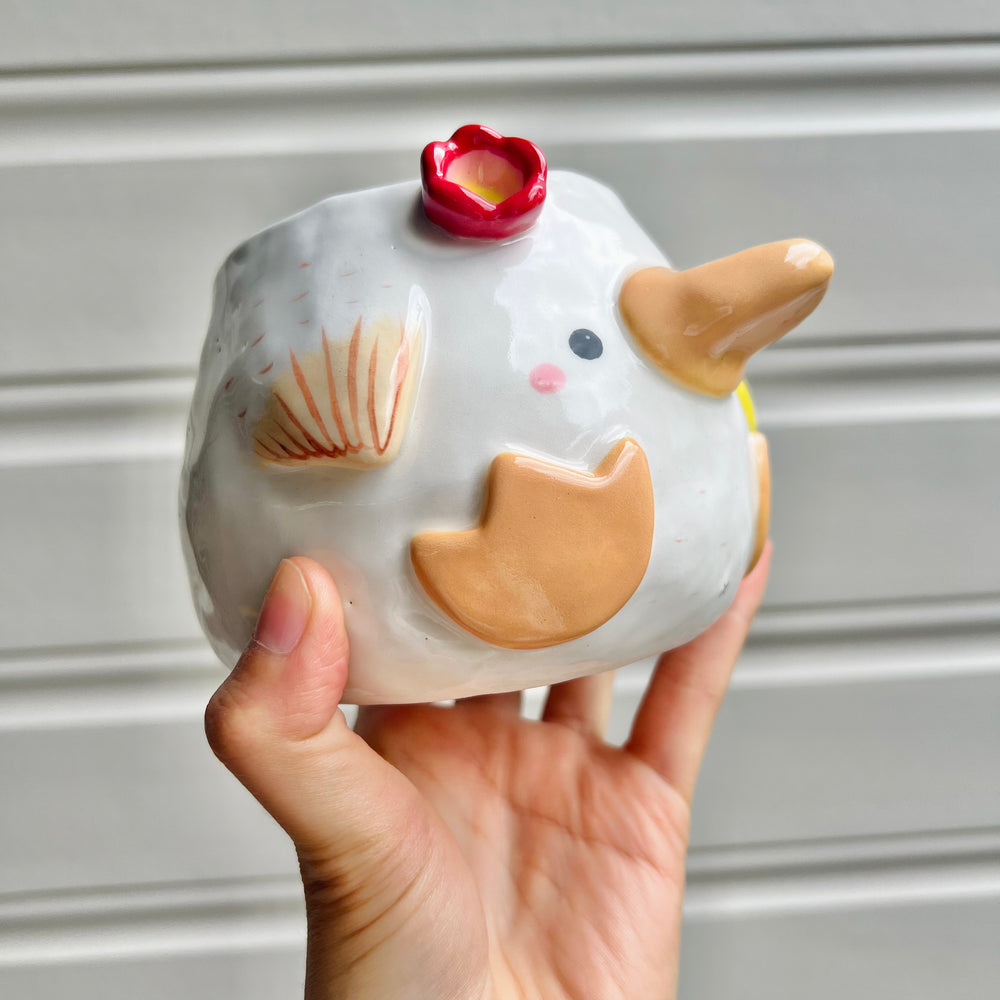 Flowery duck pot with duck friend, photo 7 of 7
